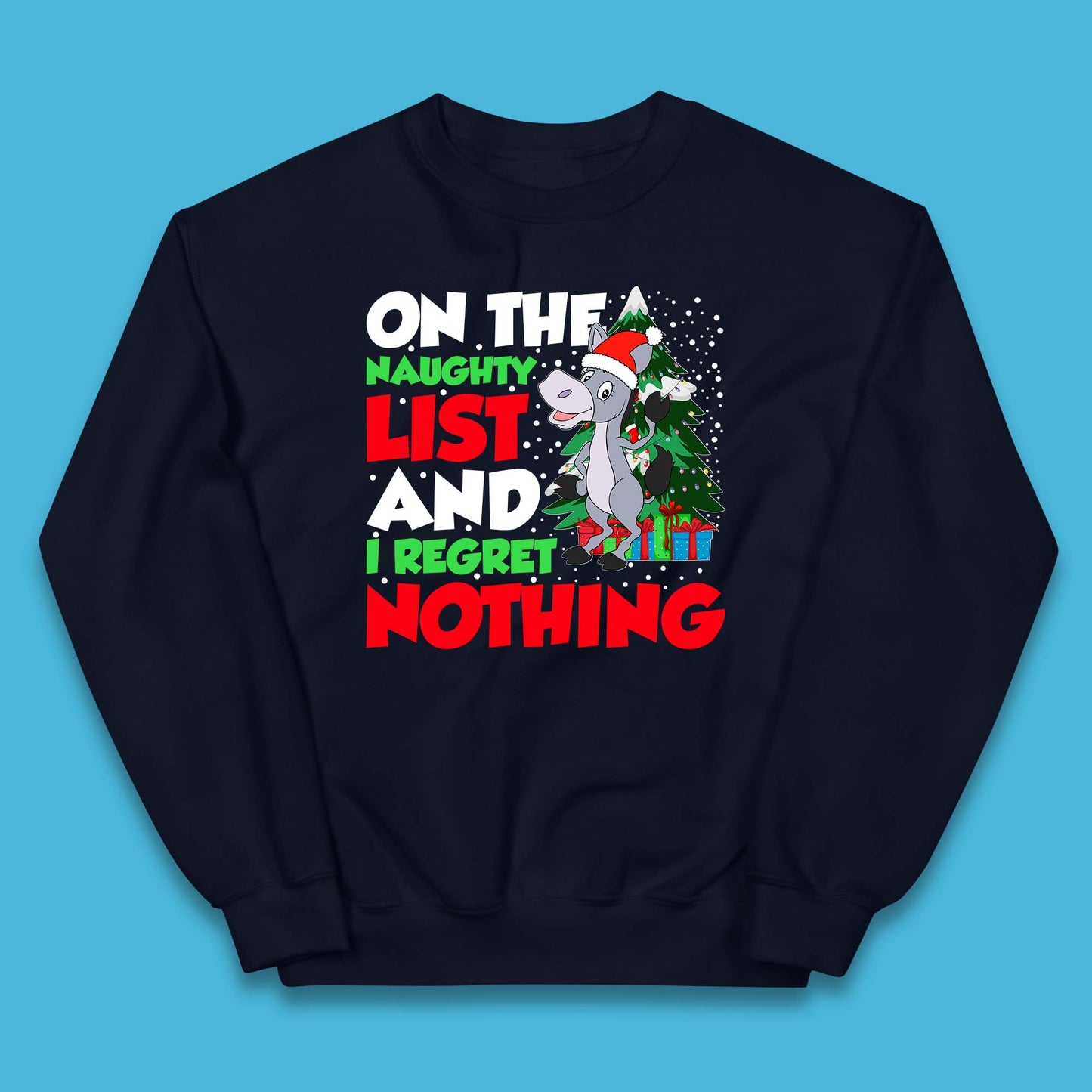 Donkey Christmas Naughty List Kids Jumper