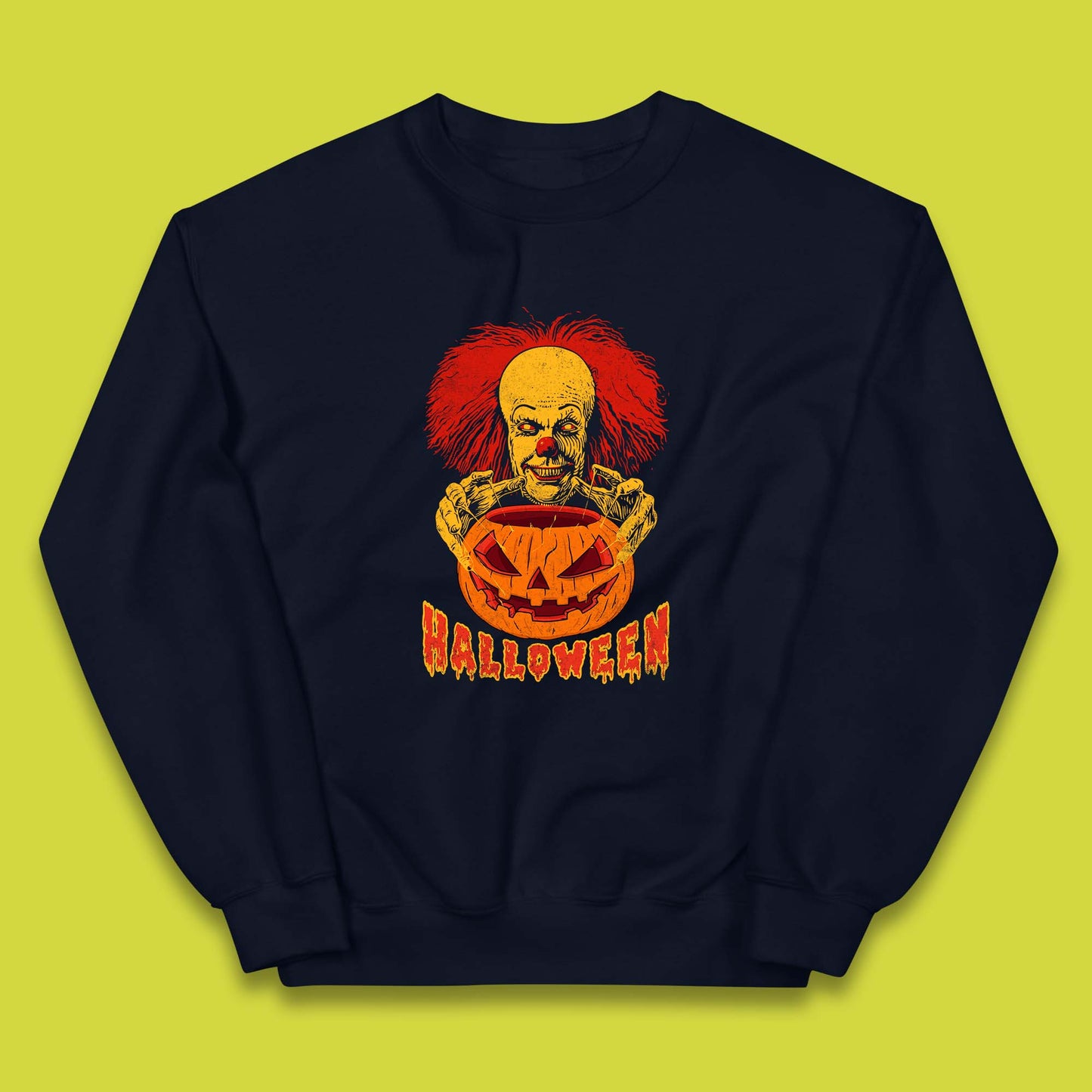Pennywise Clown Hands Halloween Pumpkin IT Pennywise Clown Horror Movie Fictional Character Kids Jumper