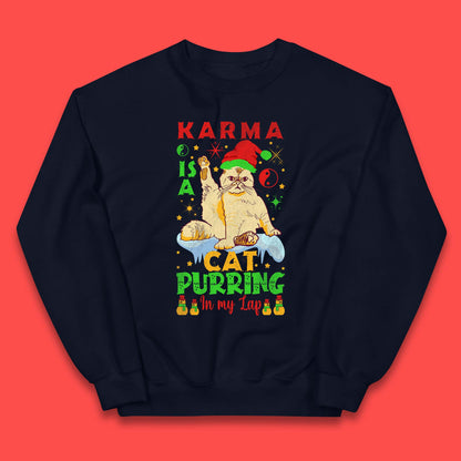 Christmas Karma Is A Cat Kids Jumper