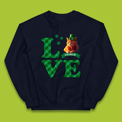 Personalised Love St. Patrick's Cat Kids Jumper