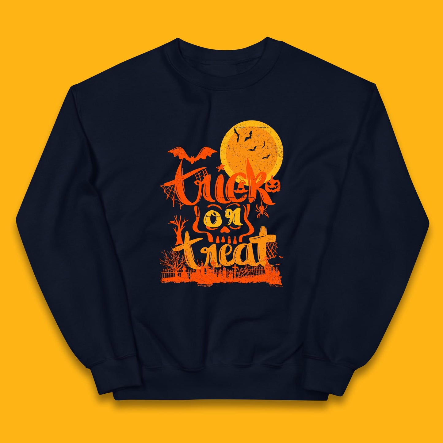Trick Or Treat Happy Halloween Horror Scary Spooky Season Halloween Vibes Kids Jumper