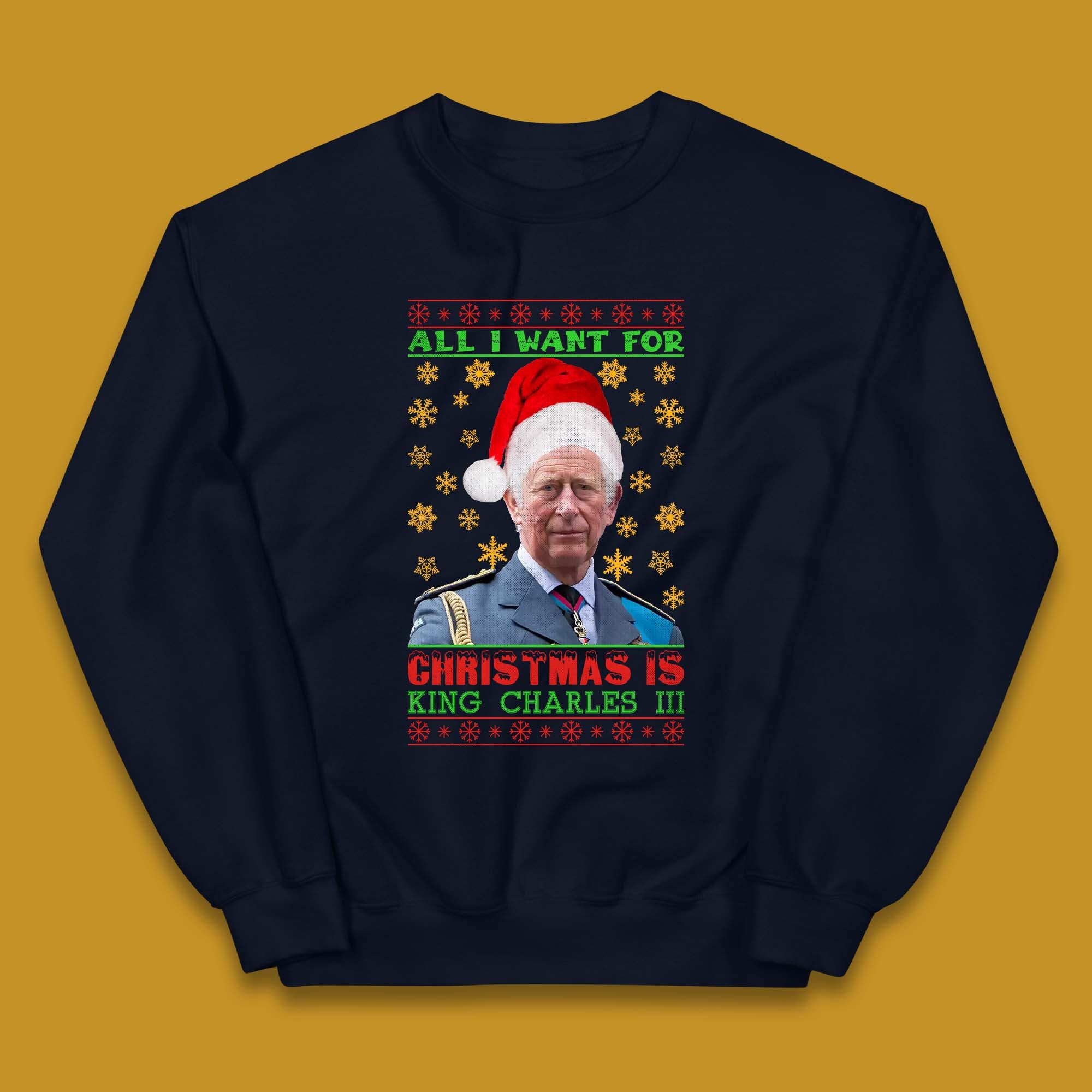 Want King Charles III For Christmas Kids Jumper