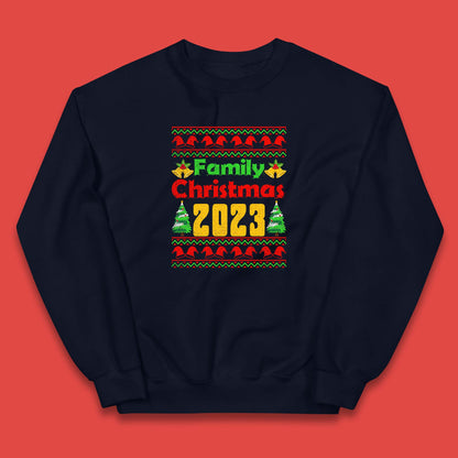 Family Christmas 2023 Holiday Winter Festive Christmas Trees Xmas Season Kids Jumper