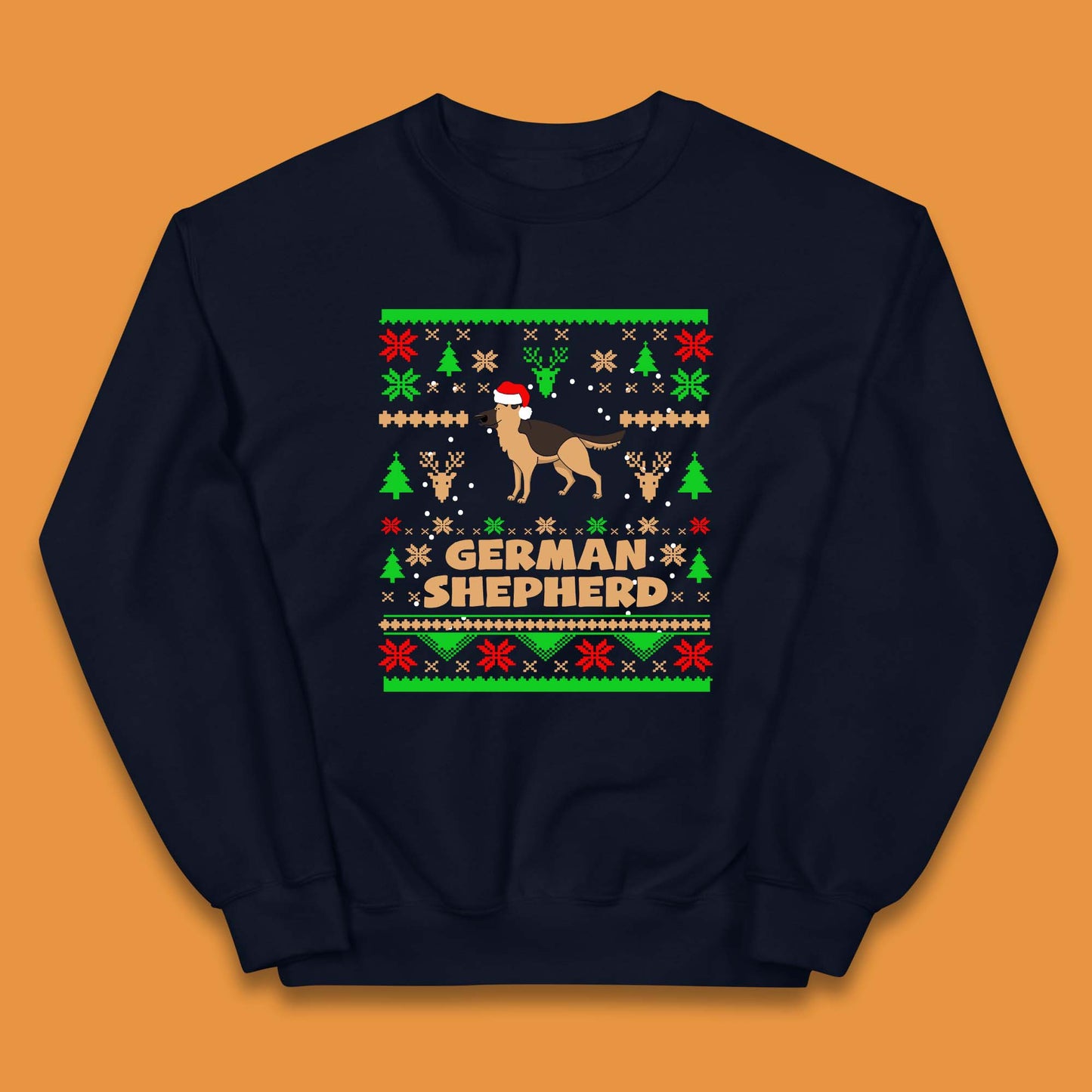 German Shepherd Dog Christmas Kids Jumper