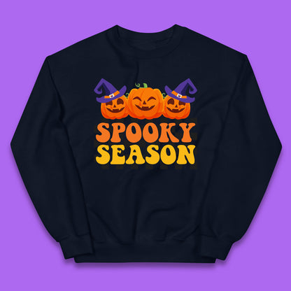 Spooky Season Halloween Jack-O-Lantern Pumpkins Spooky Vibes Kids Jumper