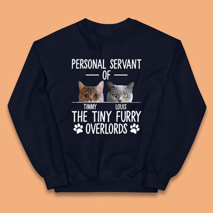 Personalised Servant Of The Tiny Furry Overlords Kids Jumper