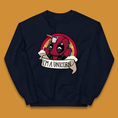 I'm A Unicorn Funny Deadpool Rainbow Colors Marvel Avengers Superhero Fictional Character Kids Jumper