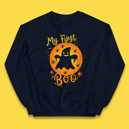 My First Boo Halloween Funny Boo Ghost Horror Scary Creepy Season Kids Jumper