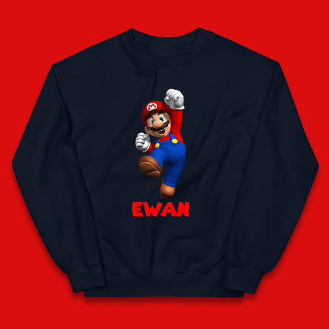 Personalised Your Name Super Mario Jumping Funny Game Lovers Players Mario Bro Retro Gaming  Kids Jumper