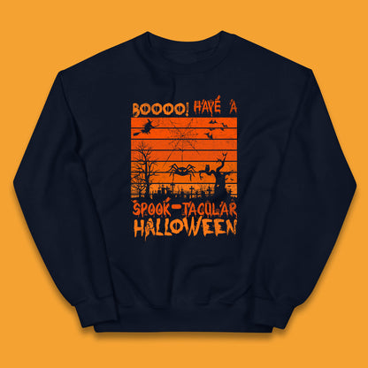Booo Have A Spook Tacular Halloween Graveyards With Dead Tree Horror Scary Kids Jumper