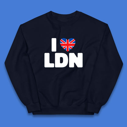 I Love LDN UK United Kingdom British England I Love London Kids Jumper