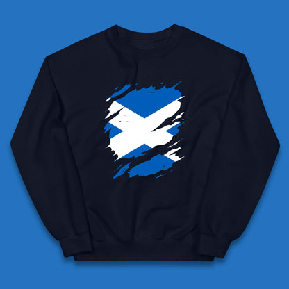 Distressed Scotland Flag Scottish Heritage Ancestry Scot Pride Scottish Flag Kids Jumper