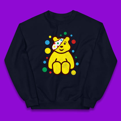 Children In Need Sitting Spotty Pudsey Bear Charity Raising Spotty Day Kids Jumper