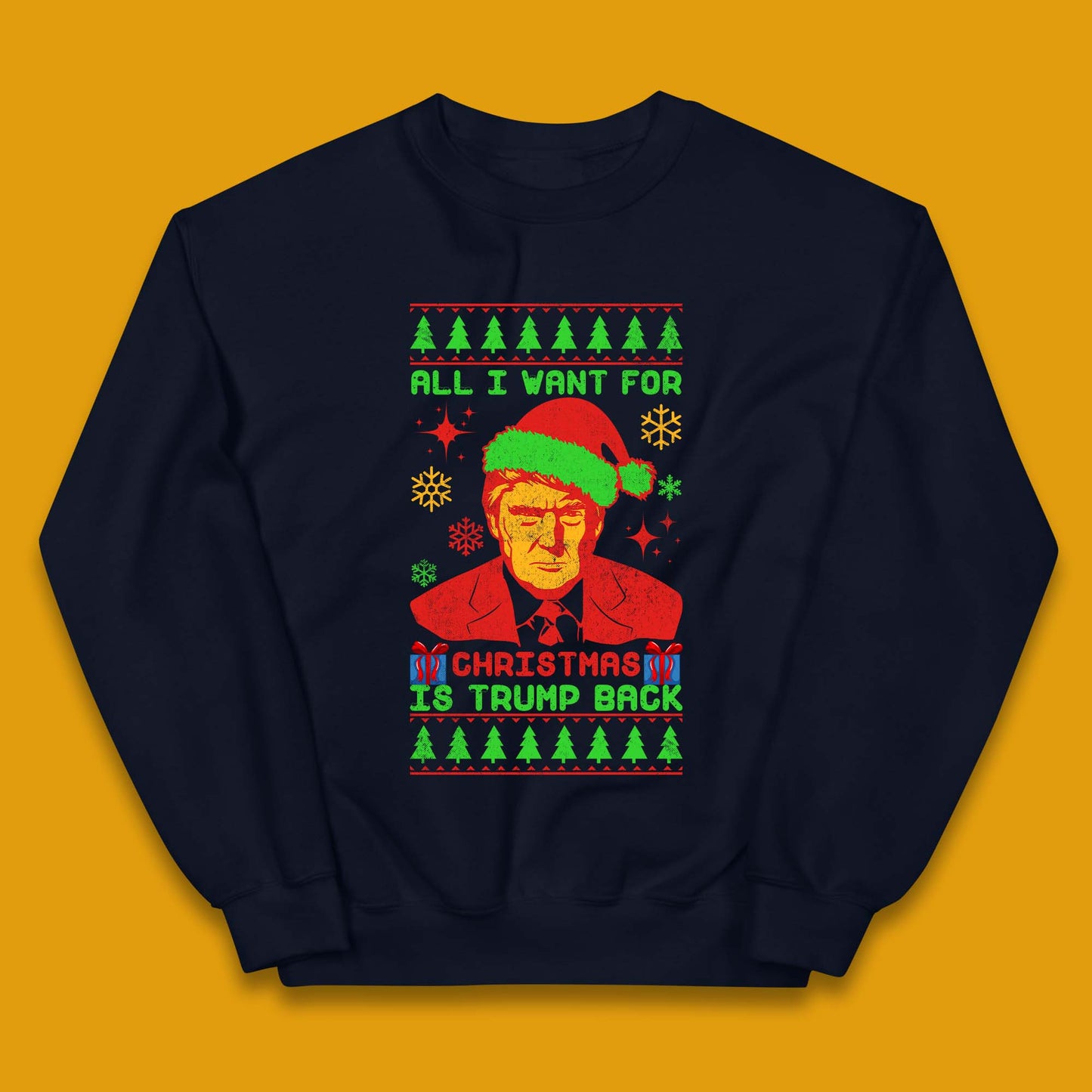 Trump Back Christmas Kids Jumper