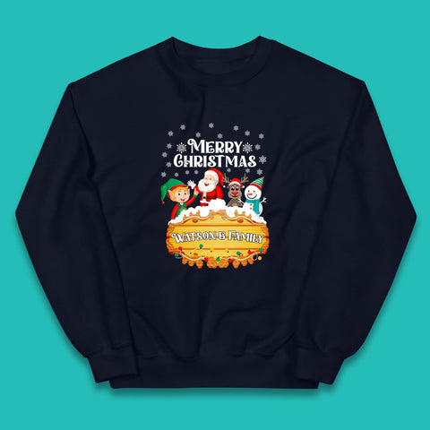 Personalised Merry Christmas Your Name Santa Claus Reindeer Snowman Elf Family Xmas Holiday Squad Kids Jumper