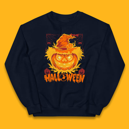 Halloween Scary Pumpkin Face Jack O Lantern Horror Halloween Night Kids Jumper
