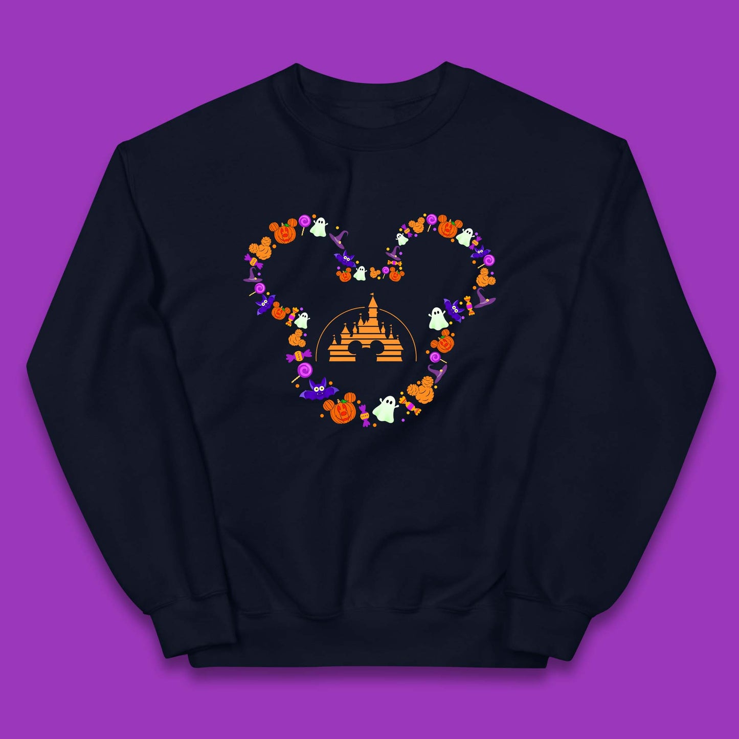 Disney Halloween Mickey Mouse Head Disney Castle Halloween Elements Horror Scary Kids Jumper