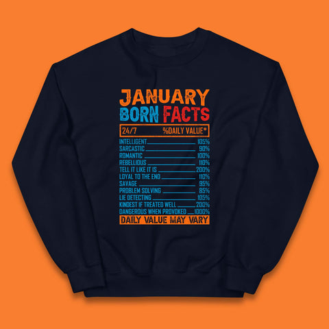 January Born Facts Kids Jumper