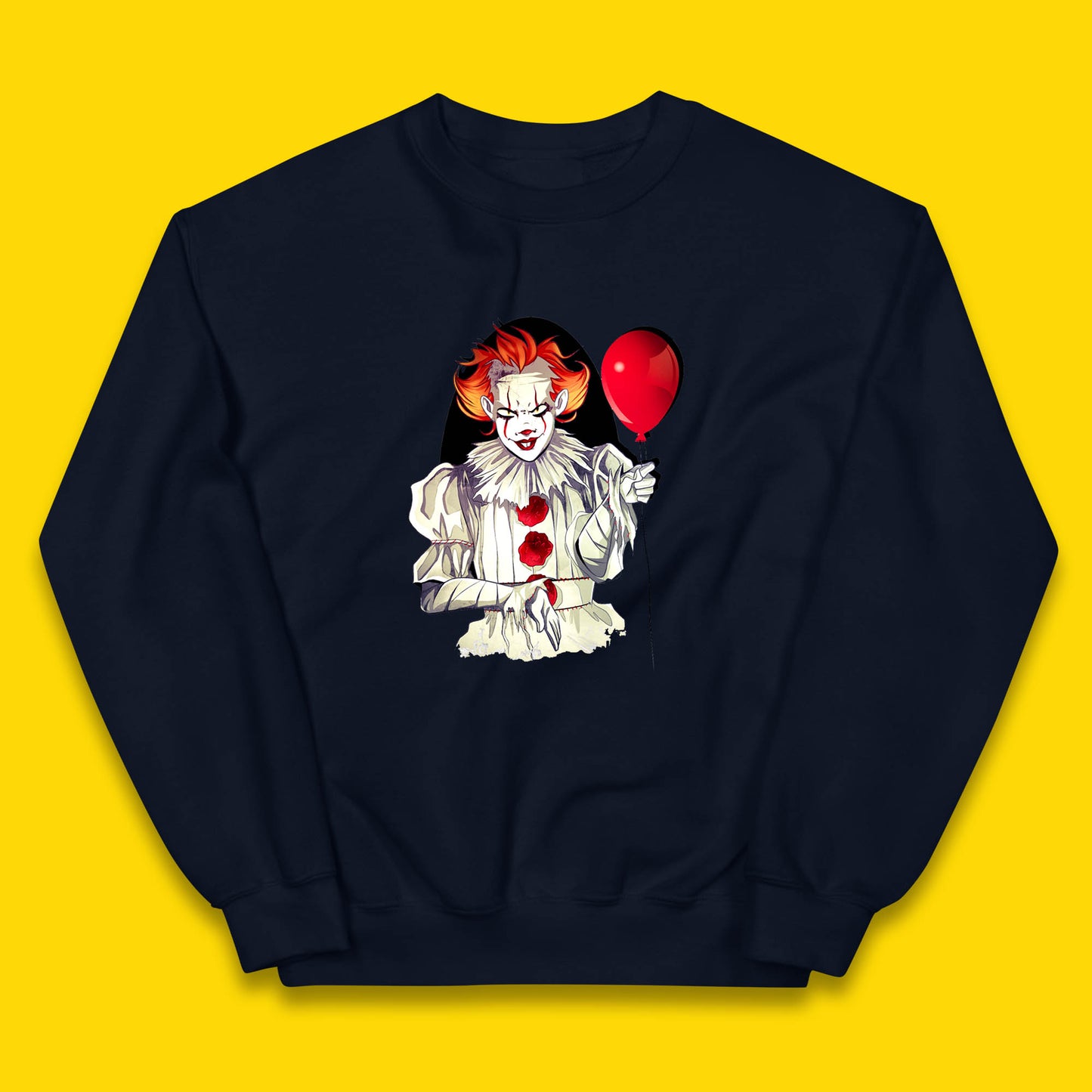 IT Pennywise Clown Holding Balloon Halloween Evil Pennywise Clown Costume Horror Movie Serial Killer Kids Jumper