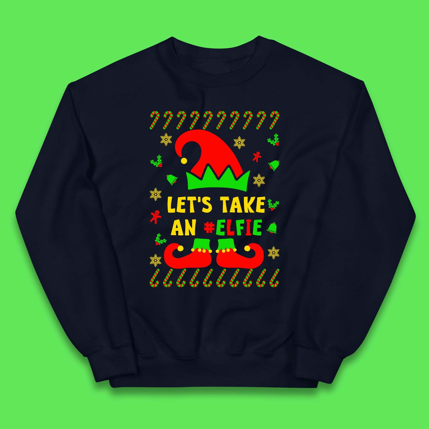 Let's Take An Elfie Christmas Kids Jumper