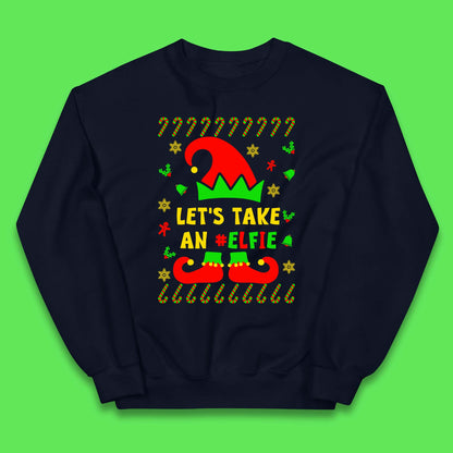 Let's Take An Elfie Christmas Kids Jumper