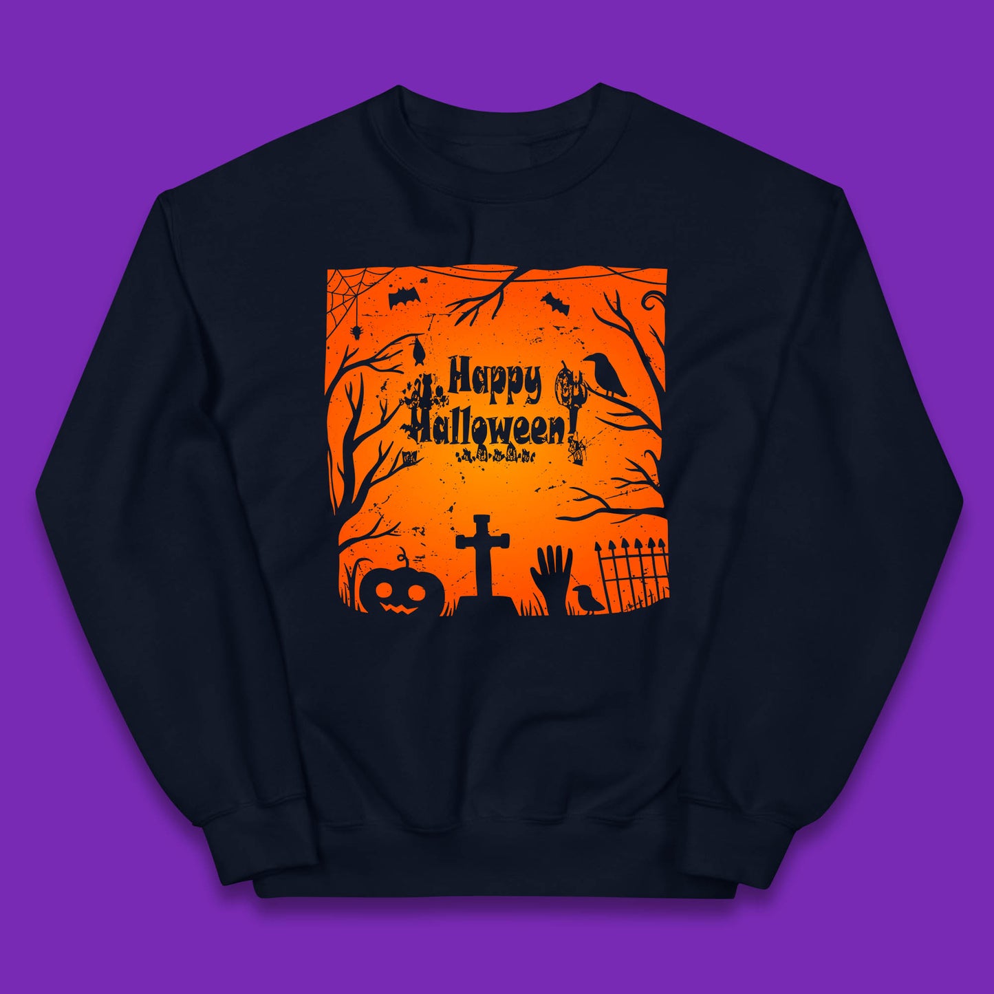 Happy Halloween Witch Hand Cross Sign Scary Pumpin Spooky Terrific Halloween Night Kids Jumper