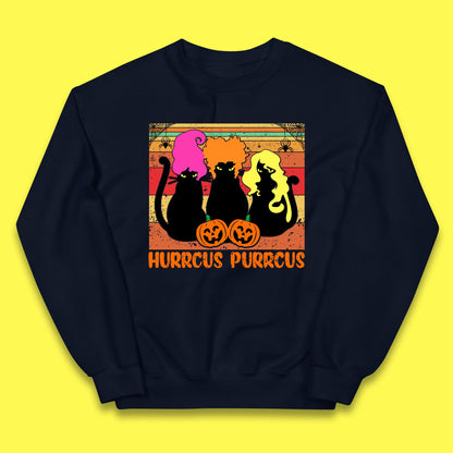 Vintage Halloween Witches Hurrcus Purrucs Scary Cat Horror Pumpkin Faces Hocus Pocus Halloween Costume Kids Jumper