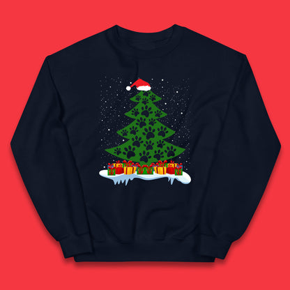 christmas tree with paw prints of dogs jumper