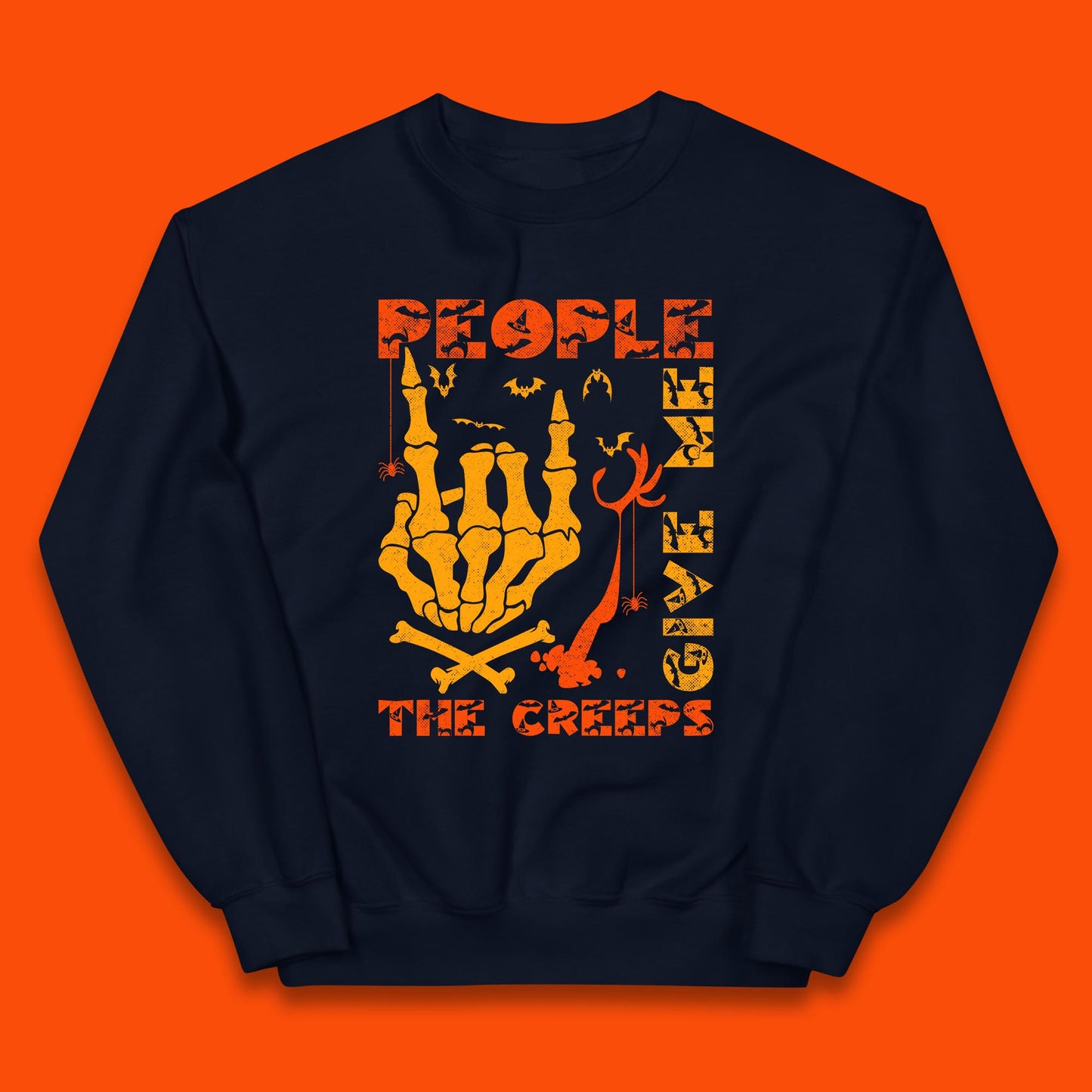 People Give Me The Creep Skeleton Hand Halloween Spooky Creepy Season Kids Jumper