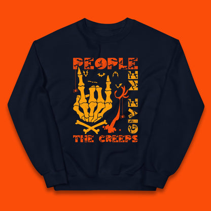 People Give Me The Creep Skeleton Hand Halloween Spooky Creepy Season Kids Jumper
