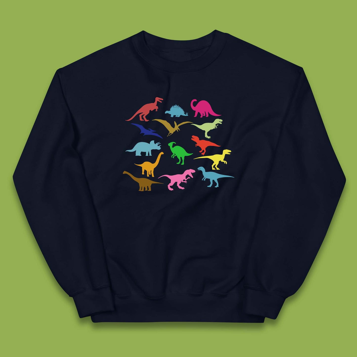 Colourful Dinosaurs Dino Fossil Dinosaurs Wild Nature Prehistoric Paleontology Velociraptor Kids Jumper