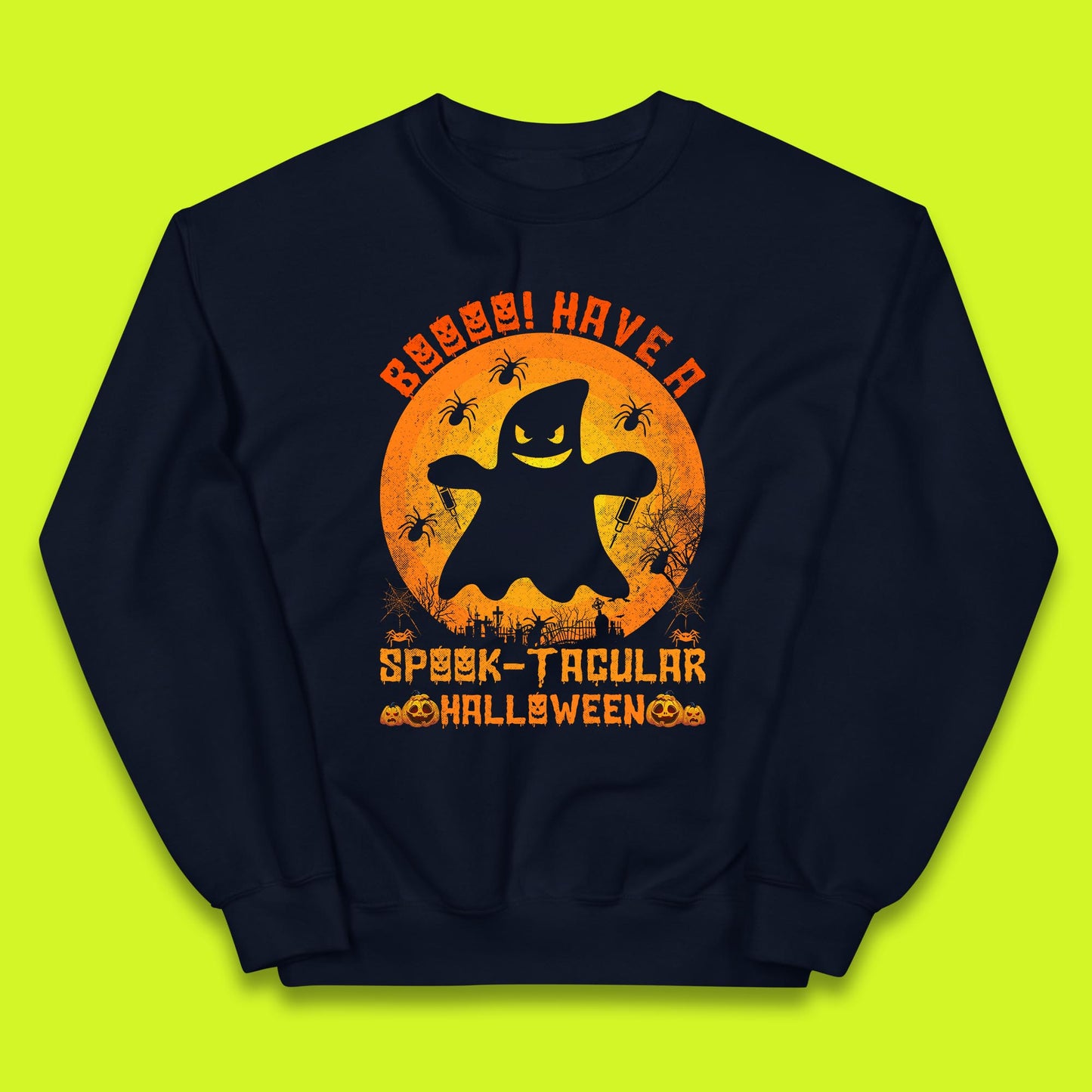 Boo Have A Spook Tacular Halloween Boo Ghost Horror Scary Spooky Season Kids Jumper