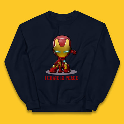 I Come In Peace Marvel Avenger Movie Character Iron Man Superheros Ironman Costume Superheros Kids Jumper