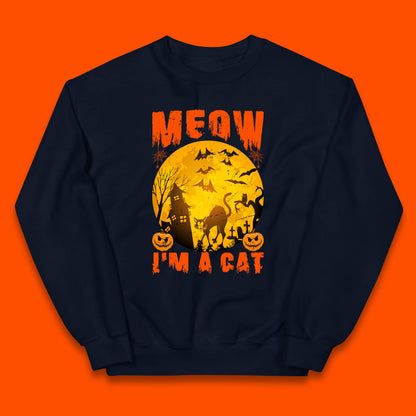 Meow I'm A Cat Halloween Black Cat Horror Scary Haunted House Kids Jumper