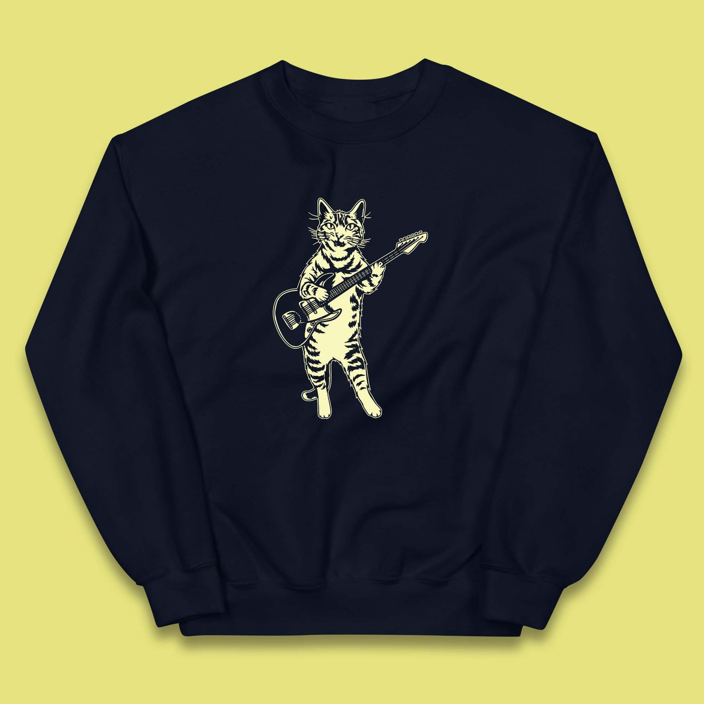 Rock Cat Playing Guitar Musician Guitarist Cat Music Lovers Kids Jumper