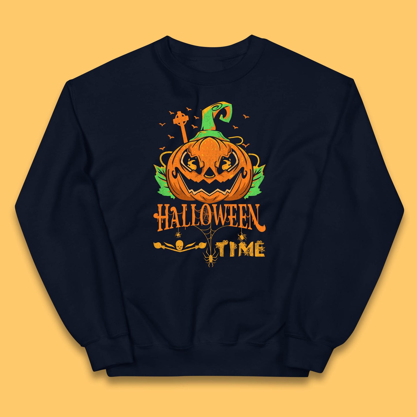 Halloween Time Scary Face Jack O Lantern Horror Pumpkin Halloween Scary Night Kids Jumper