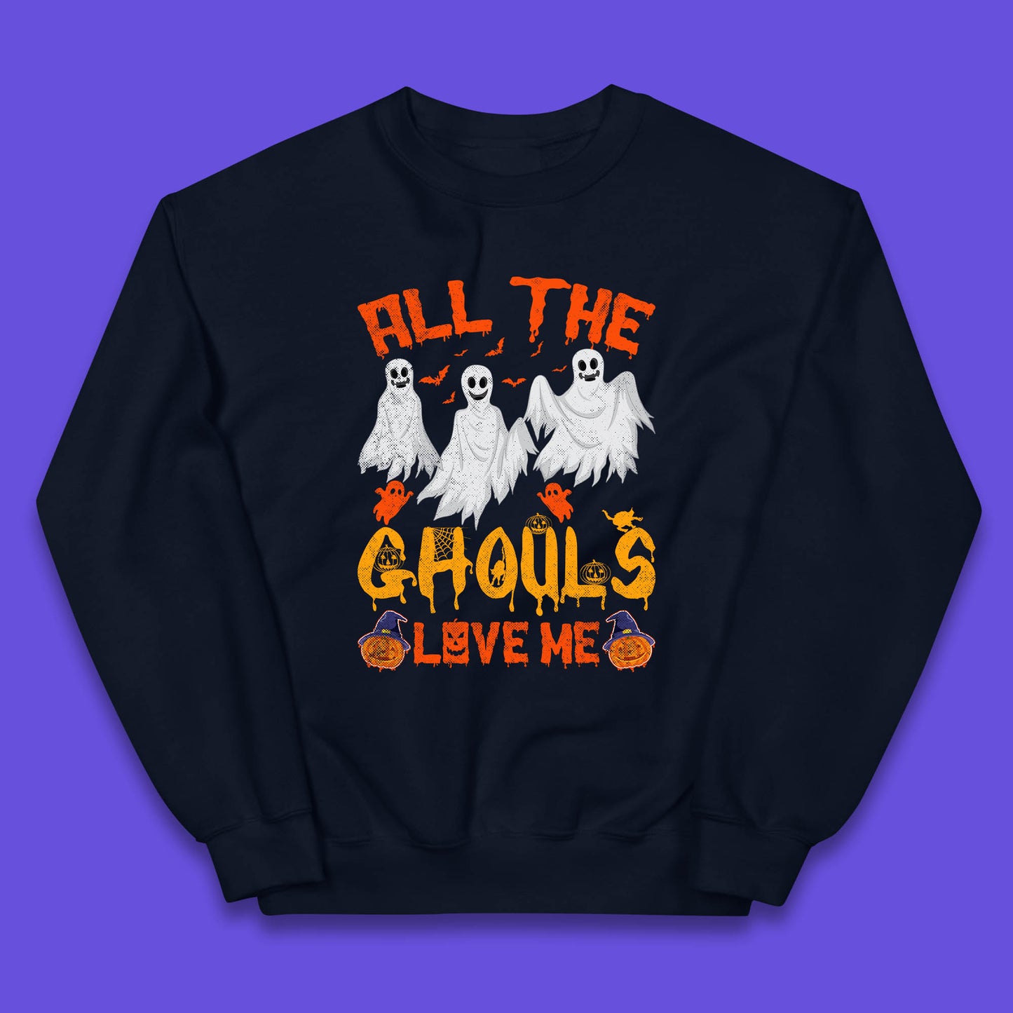 All The Ghouls Love Me Halloween Funny Horror Spooky Boo Ghost Kids Jumper