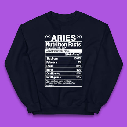 Aries Nutrition Fact Kids Jumper