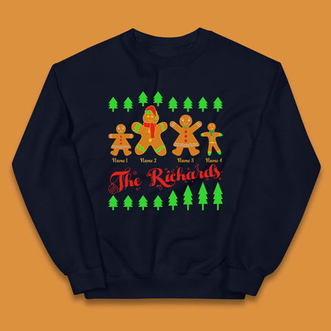 Personalised The Gingerbread Family Christmas Kids Jumper