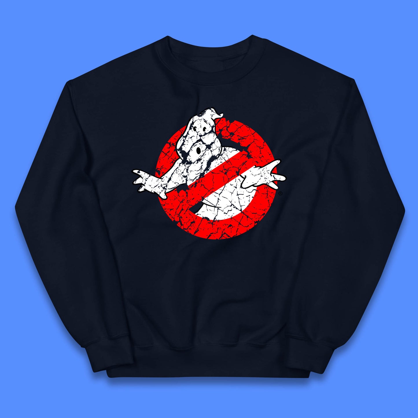 Distressed The Real Ghostbusters No Ghost Symbol Retro Halloween Movie Costume Kids Jumper