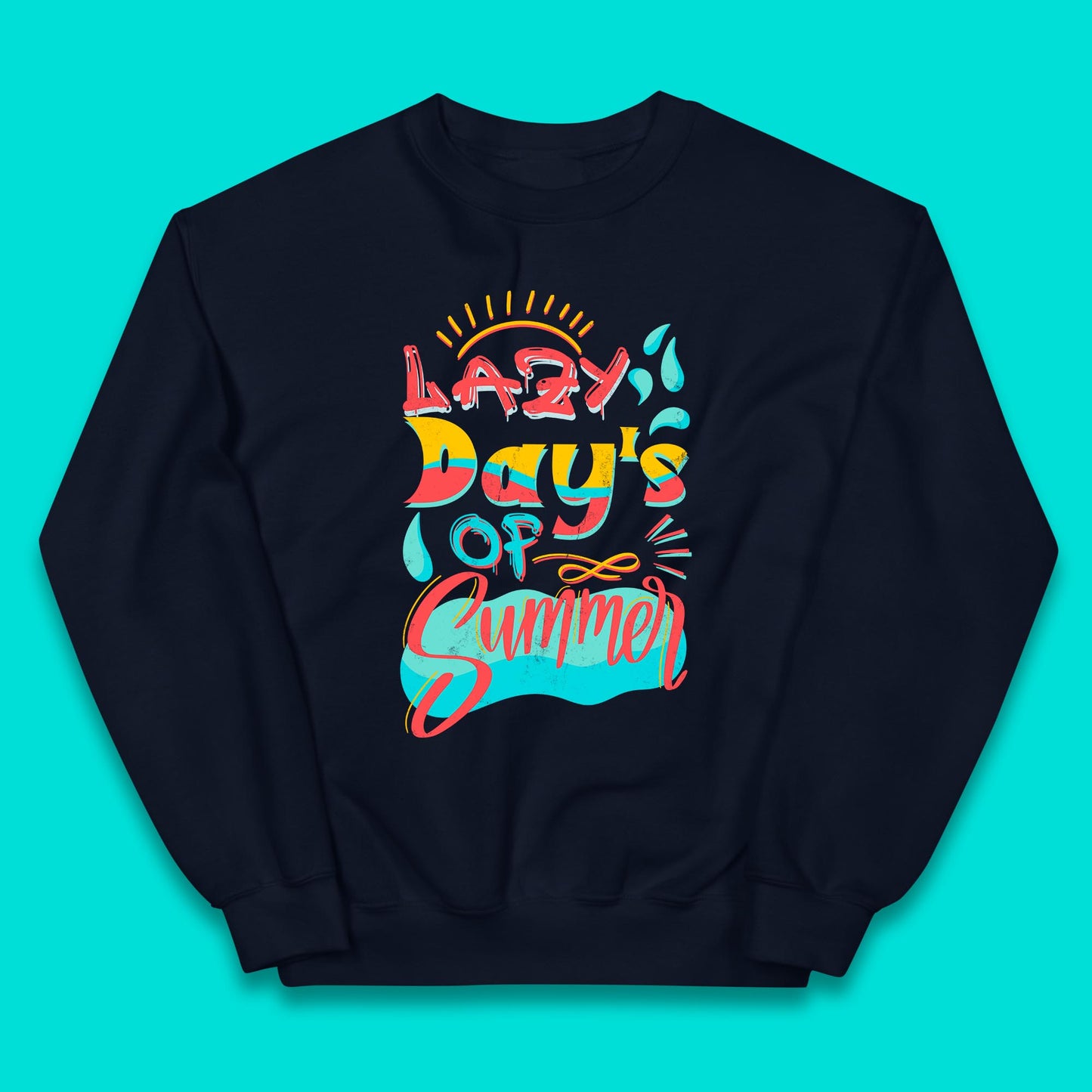 Lazy Days Of Summer Vintage Retro Sunset Surfer Beach Holiday Trip Kids Jumper