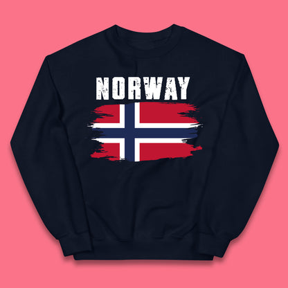 Distressed Norway Flag Kingdom Of Norway Patriotic Norwegian Flag Kids Jumper