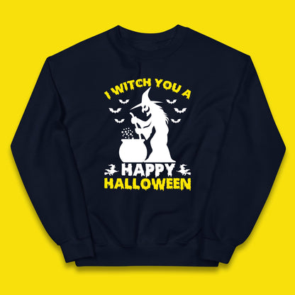 I Witch You A Happy Halloween Cauldron Potion Witch Horror Scary Spooky Season Kids Jumper