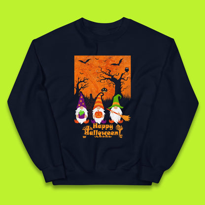 Happy Halloween Gnomies Spooky Witch Gnomes Scary Halloween Trees Gnome Lover Kids Jumper