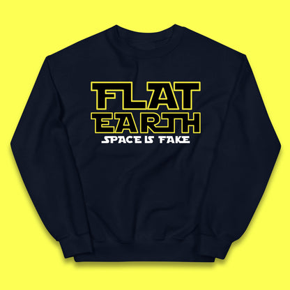 Flat Earth Space Is Fake Funny Conspiracy The Force Awakens Inspired NASA Lies Star Wars Inspired Kids Jumper