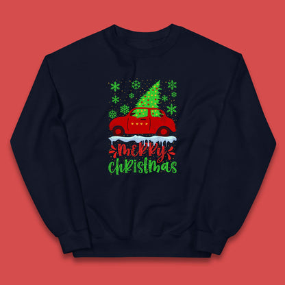 merry christmas red car sweatshirt