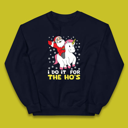 santa riding unicorn kids jumper
