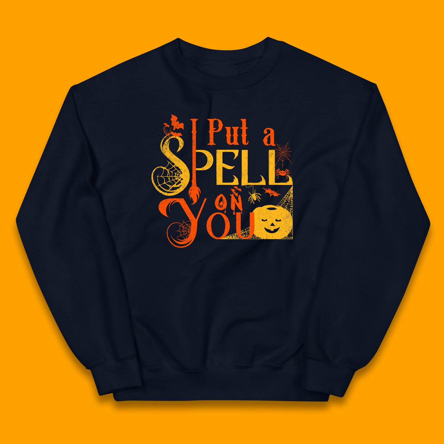 I Put a Spell on You Witch Broom Horror Spooky Scary Halloween Costume Kids Jumper