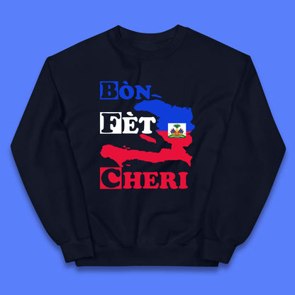 Bon Fet Cheri Haiti Map Kids Jumper