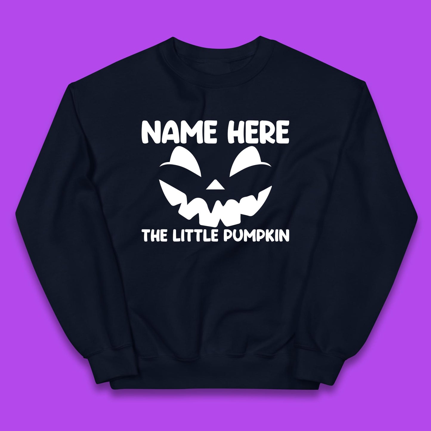 Personalised Your Name Here The Little Pumpkin Jack O Lantern Scary Spooky Face Kids Jumper